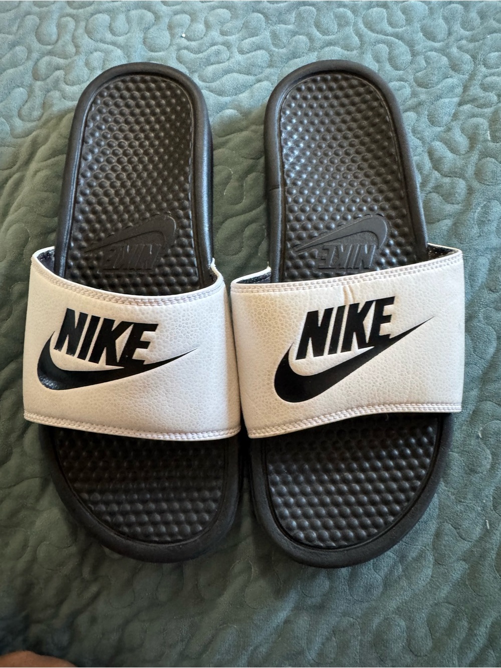 Nike Black and White Slide Sandals